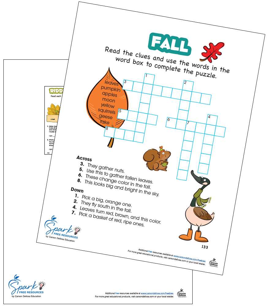 fall crossword puzzles printable