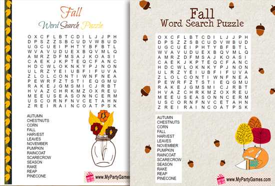 fall crossword puzzles printable