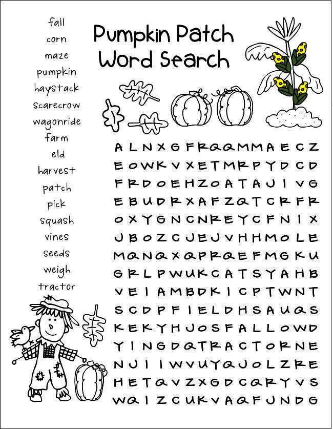 fall word searches printable