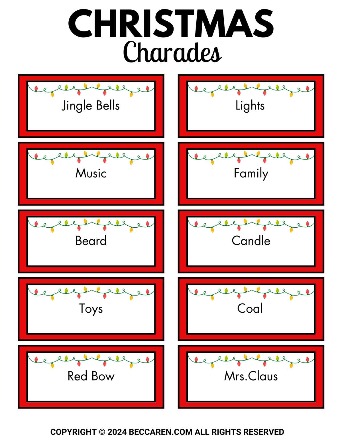 family printable christmas charades family printable christmas charades