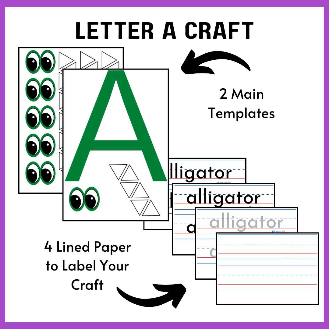 letter a alligator craft printable template