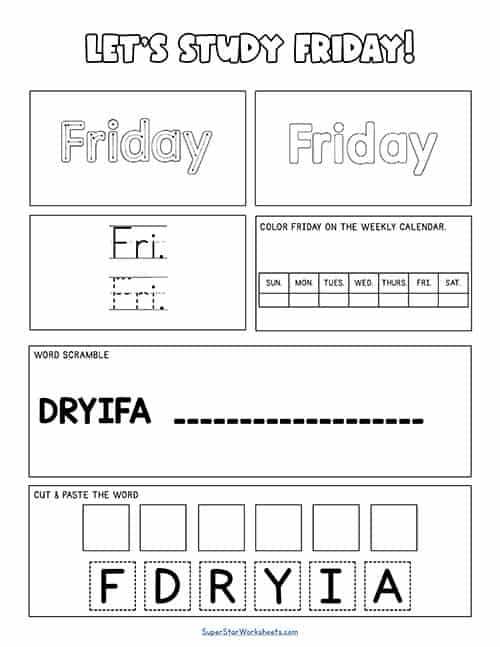 free printable days of the week