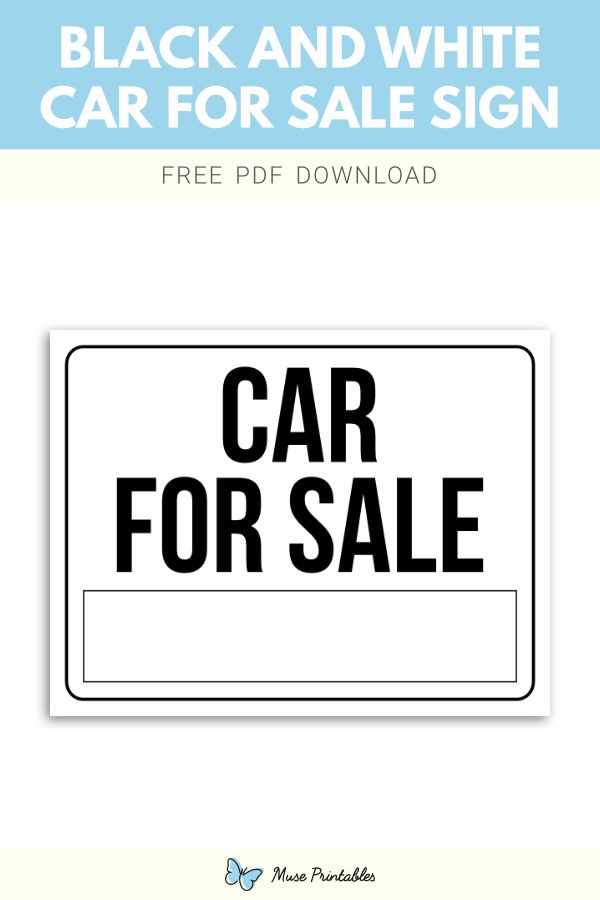 for sale car sign printable