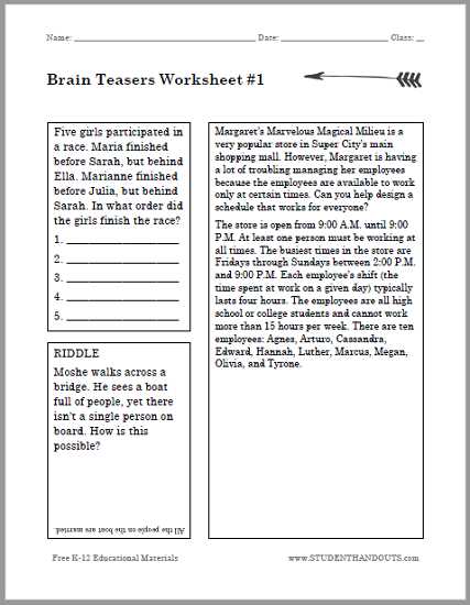 free brain teasers printable free brain teasers printable