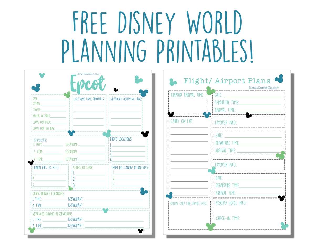 free disney planning printables