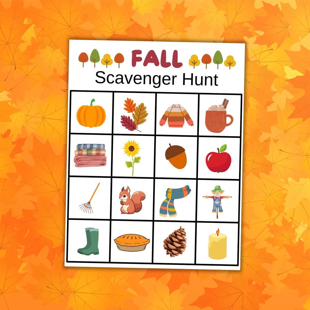 free fall scavenger hunt printable