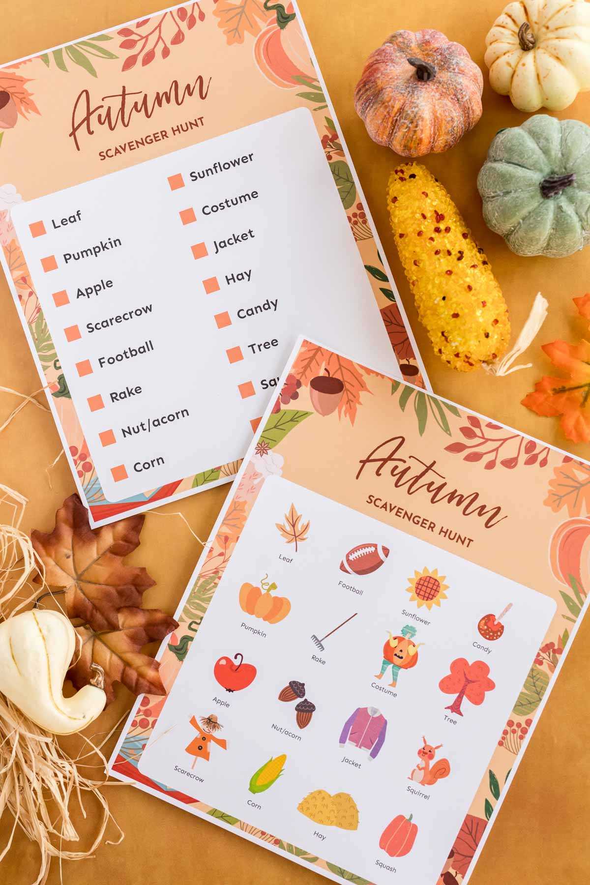 free fall scavenger hunt printable