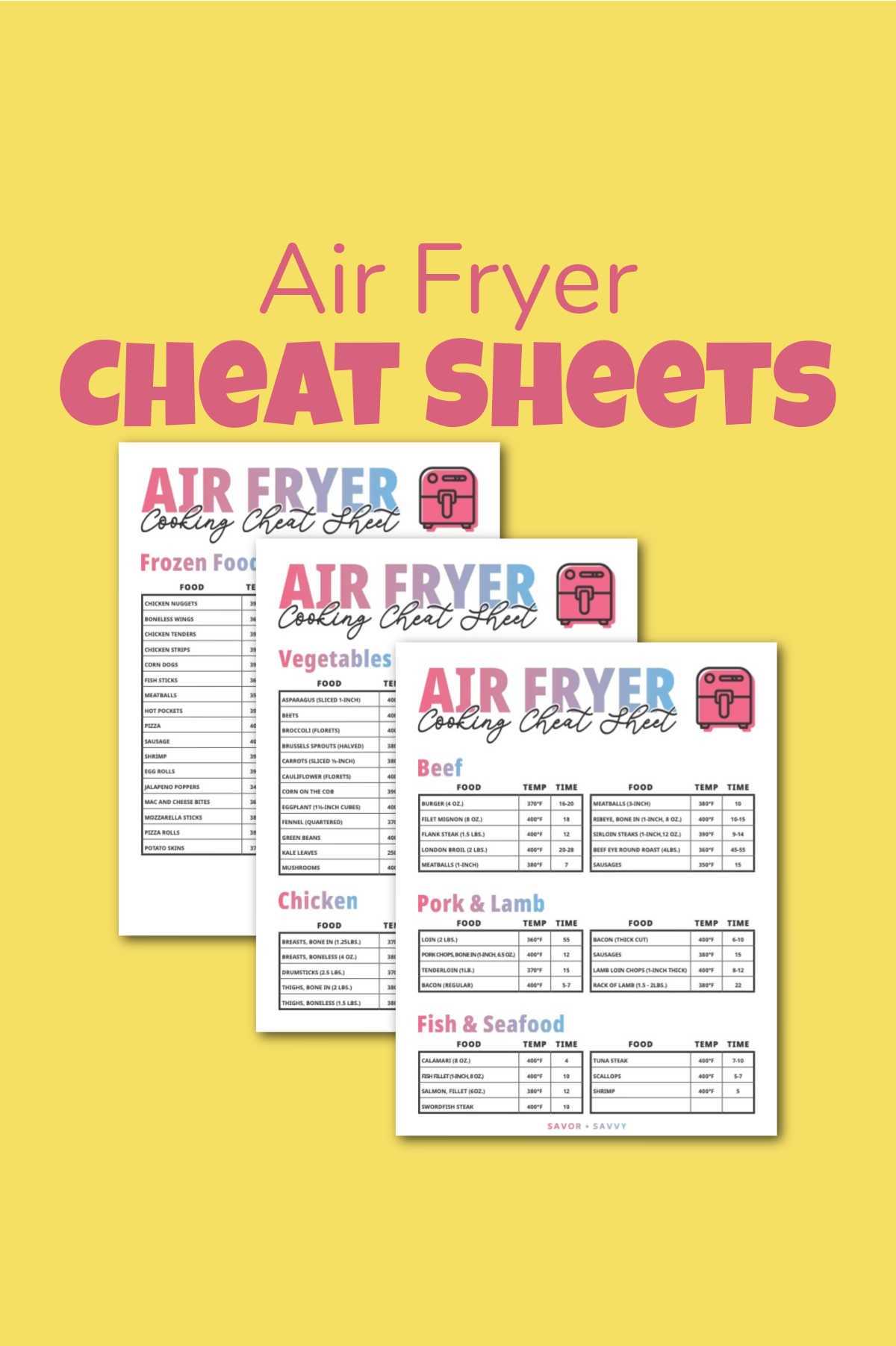 free printable air fryer cooking chart celsius