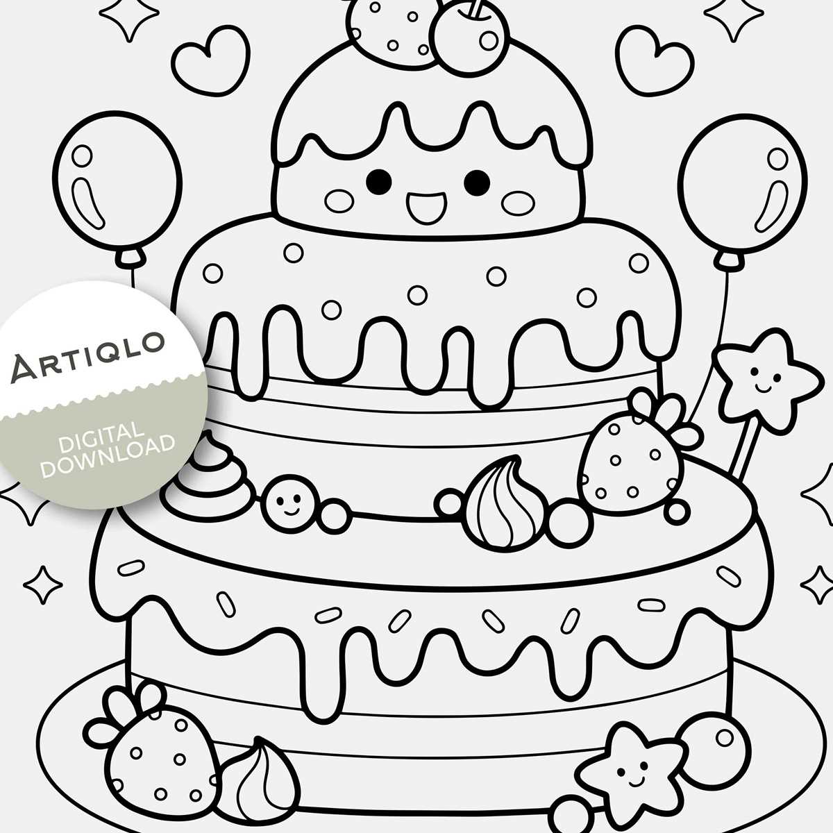 free printable birthday cake coloring page