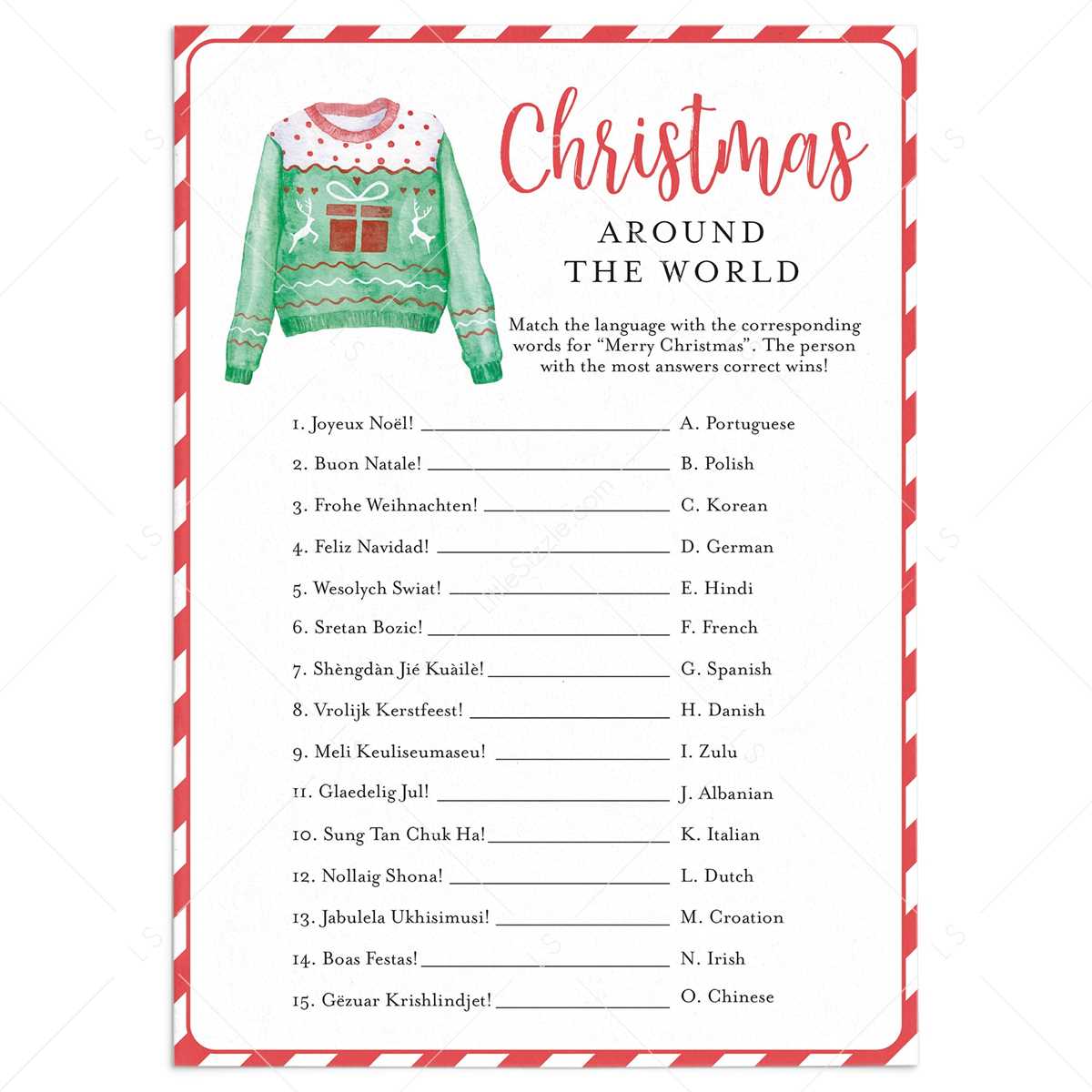 free printable christmas family games