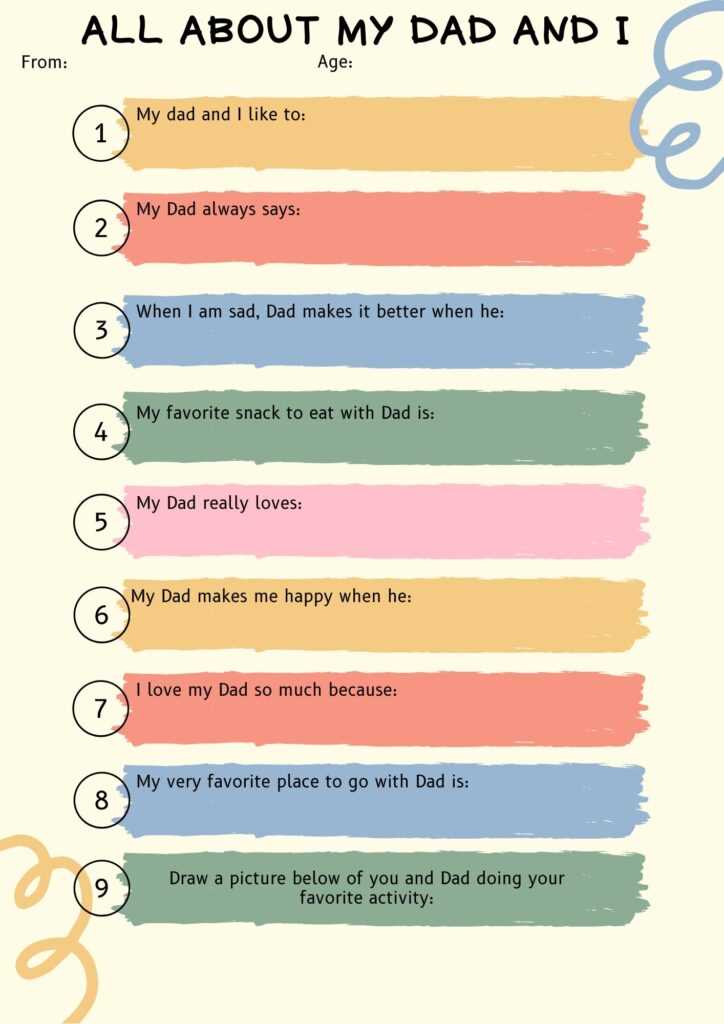 free printable dad questionnaire free printable dad questionnaire