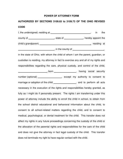 free printable durable power of attorney