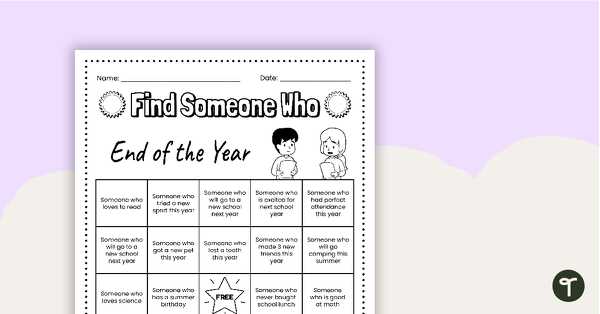 free printable end of the year activities