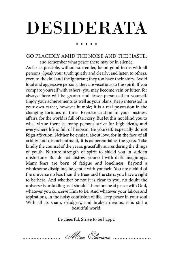 free printable english desiderata poem