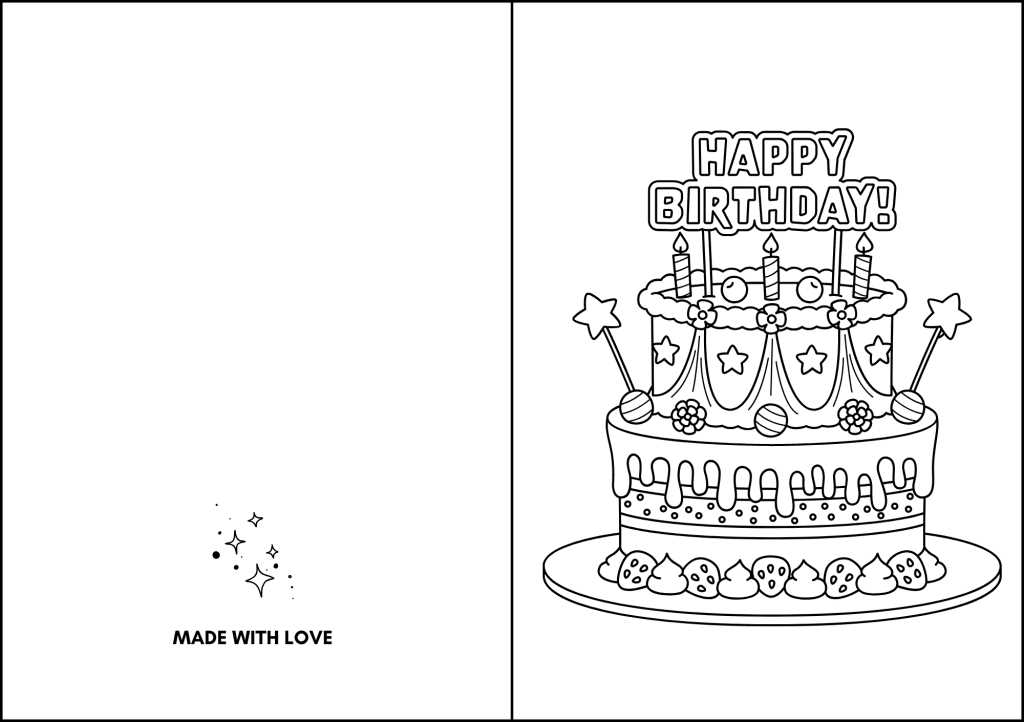 free printable foldable birthday cards to color free printable foldable birthday cards to color