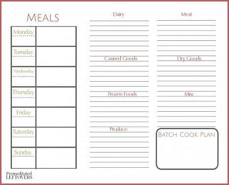 free printable food planner