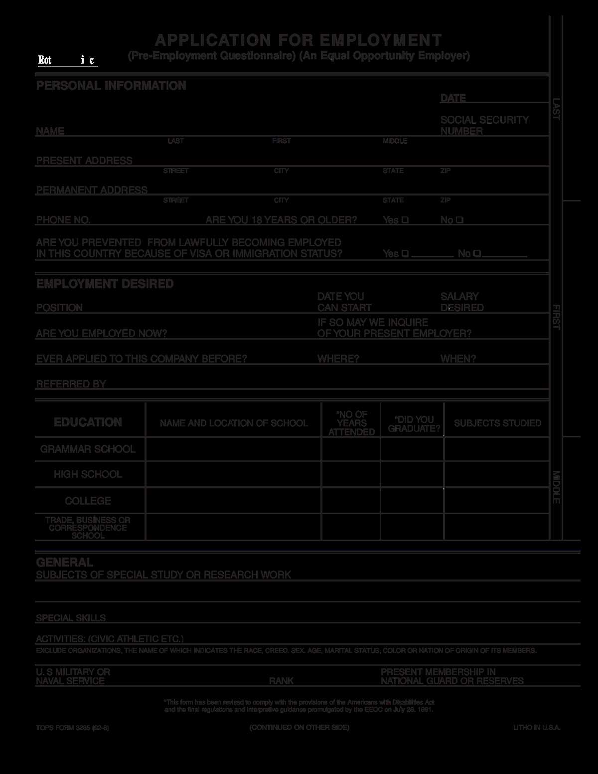 free printable job application forms free printable job application forms