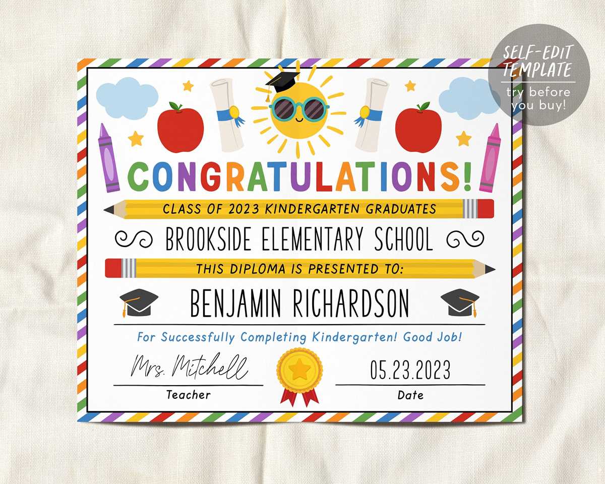 free printable kindergarten graduation certificate