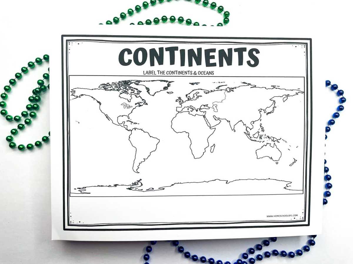 free printable map of continents and oceans