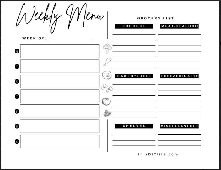 free printable meal planner and grocery list