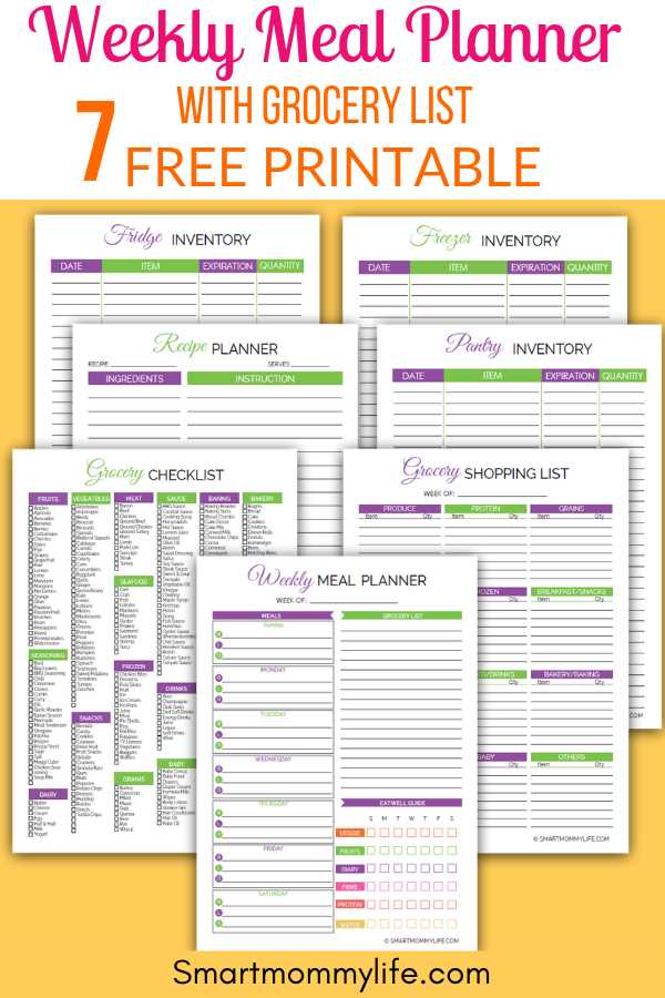 free printable meal planner and grocery list