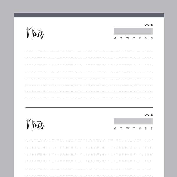 free printable notes page