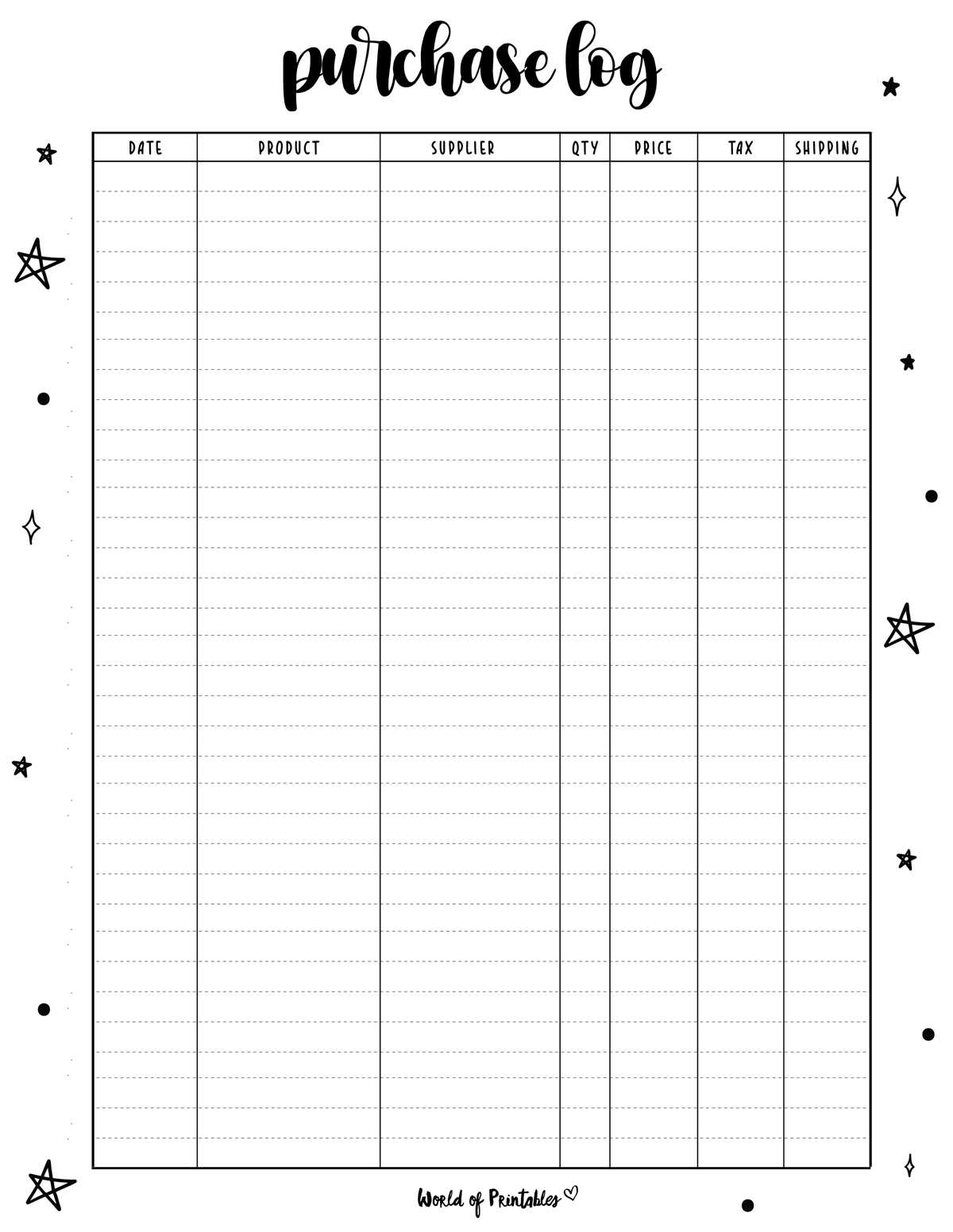 free printable order tracker