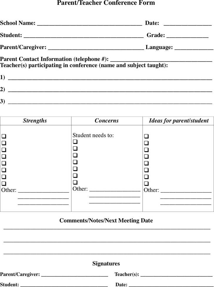 free printable parent teacher conference forms free printable parent teacher conference forms