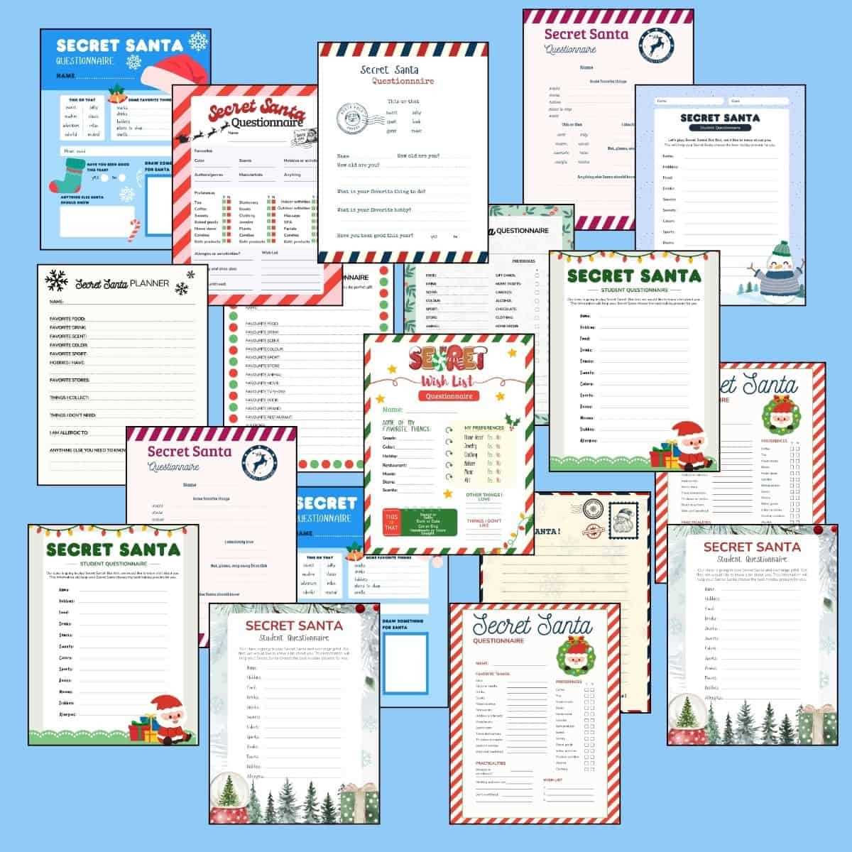 free printable secret santa forms