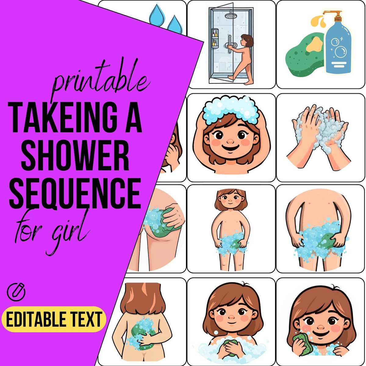 free printable shower visual schedule