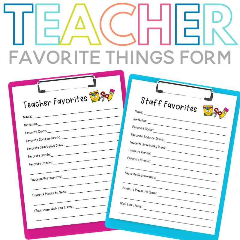 free printable teacher favorite things free printable teacher favorite things