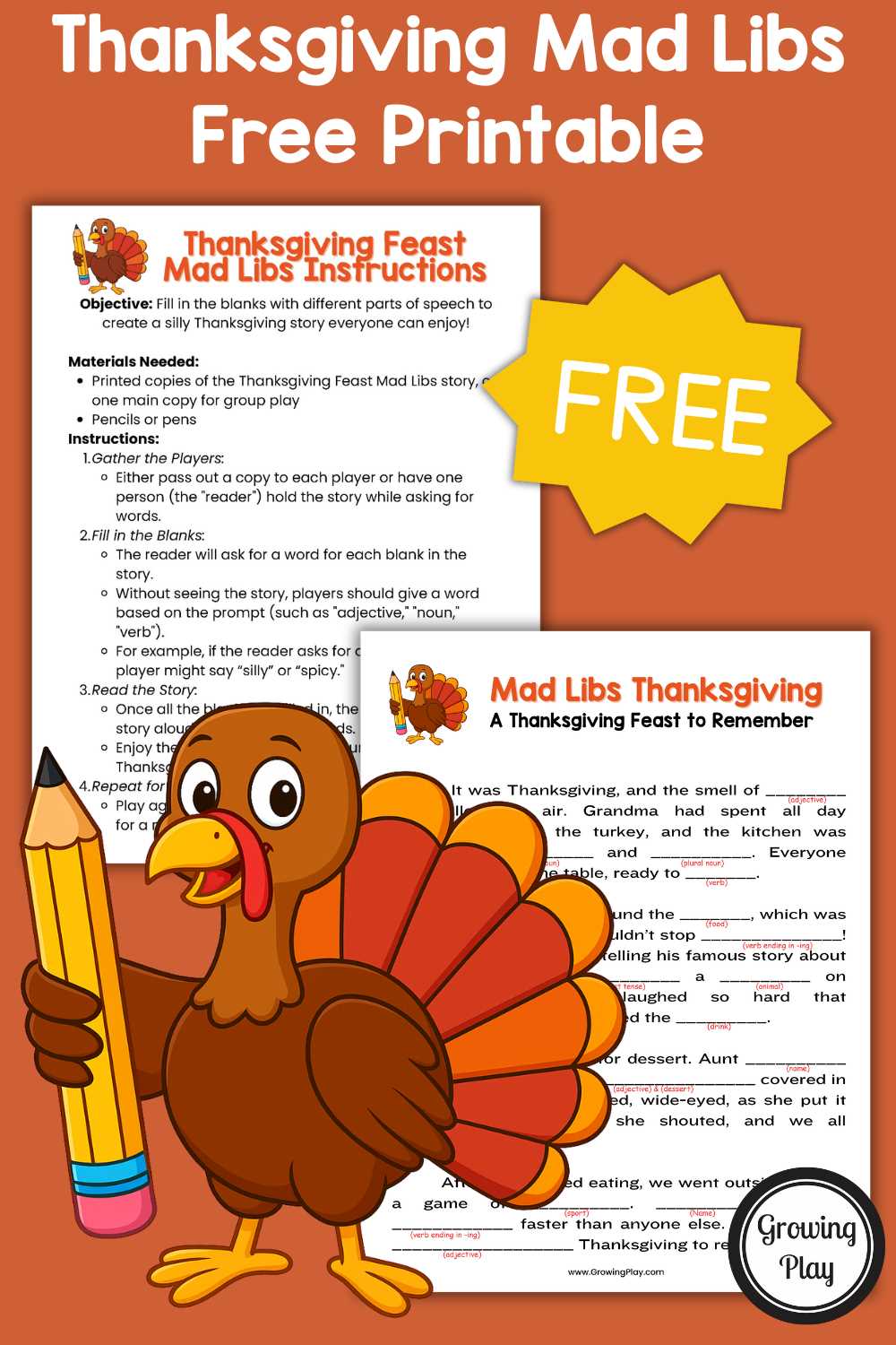 free printable thanksgiving mad libs