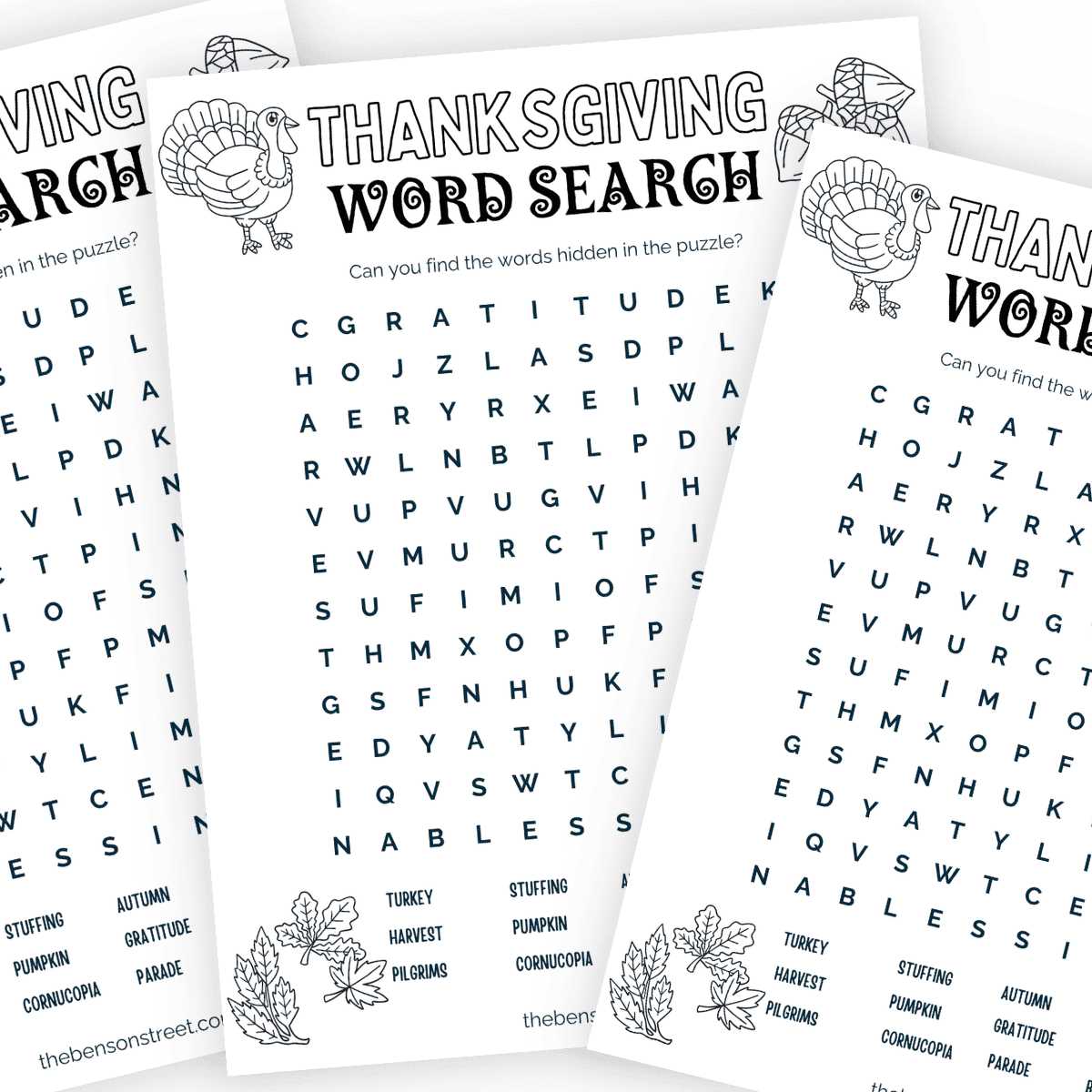 free printable thanksgiving word puzzles