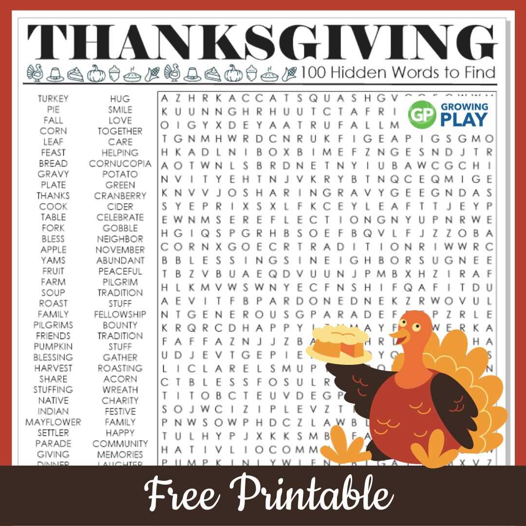 free printable thanksgiving word puzzles