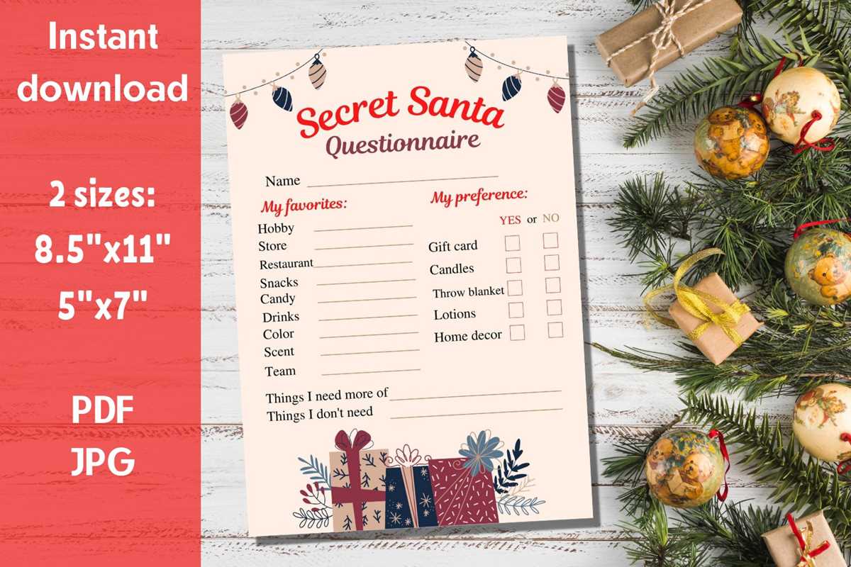free printable work gift exchange secret santa questionnaire