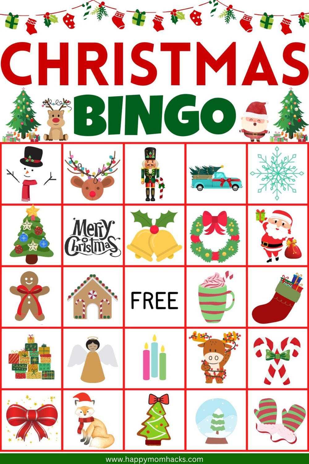 free printable xmas bingo