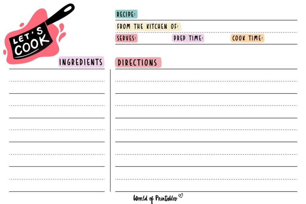 free recipe cards printable