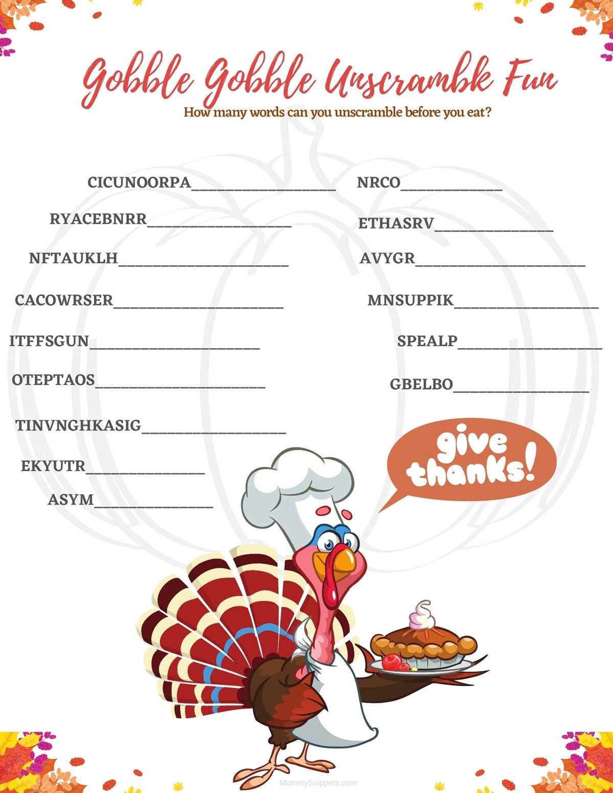 free thanksgiving games printable