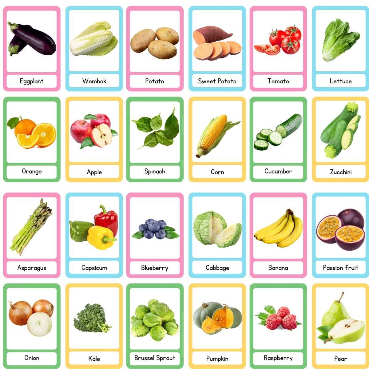 fruits and vegetables printable