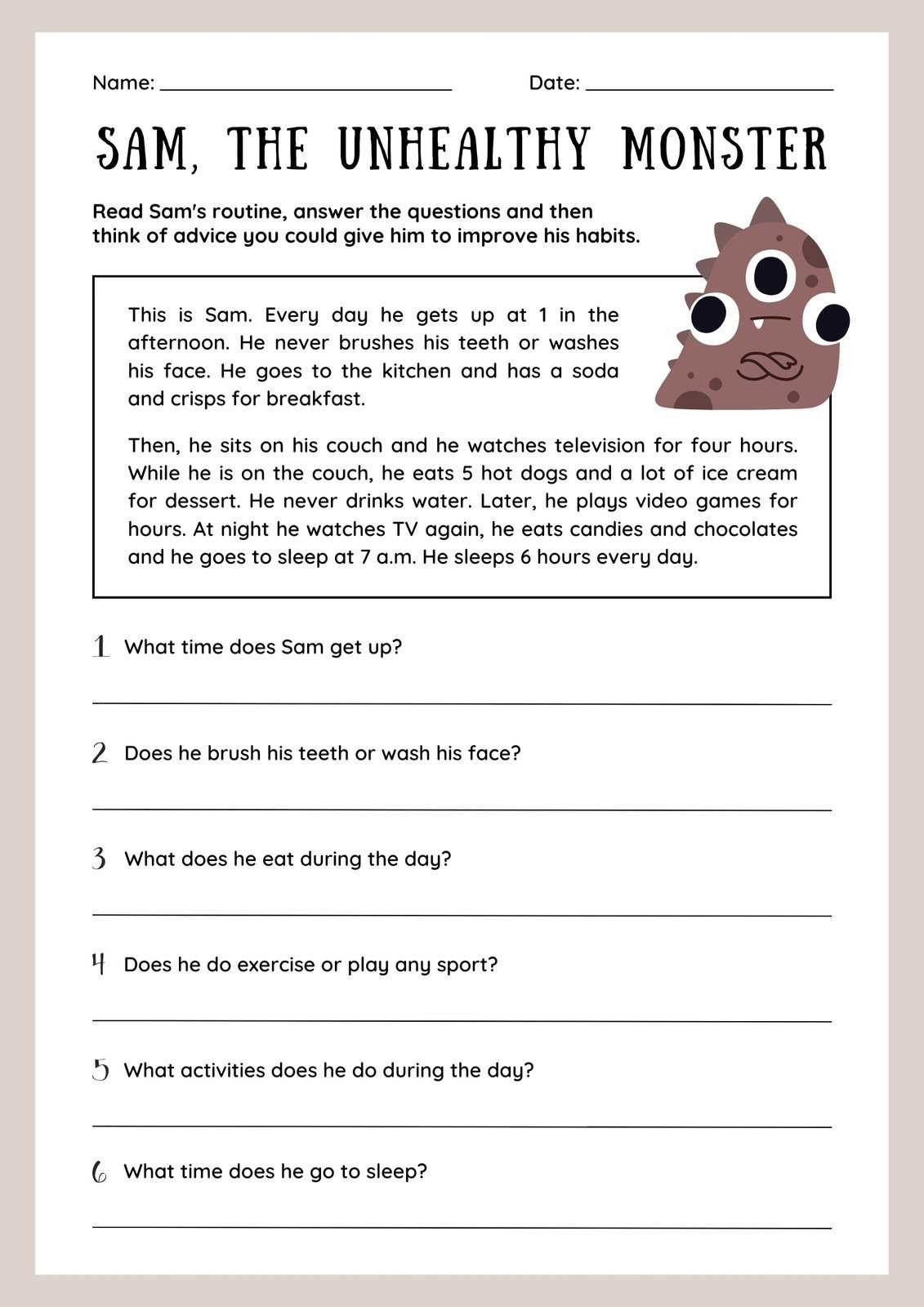 printable comprehension worksheets