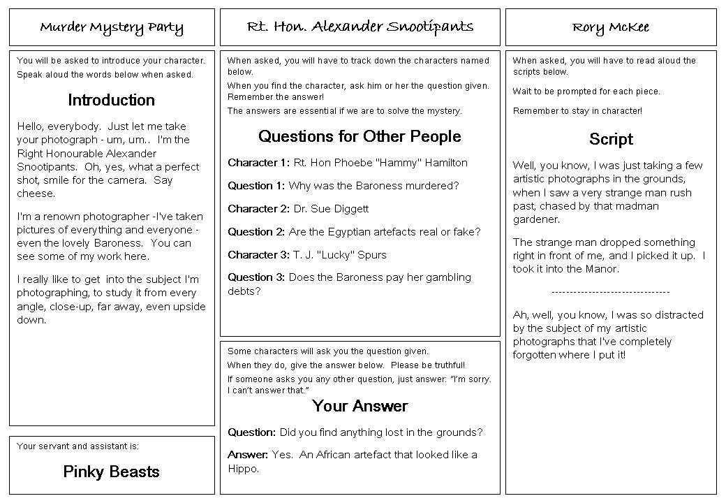 free printable murder mystery
