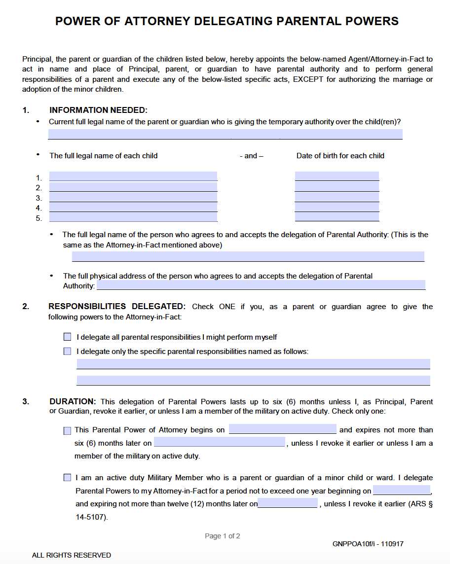 free printable power of attorney for minor child texas free printable power of attorney for minor child texas