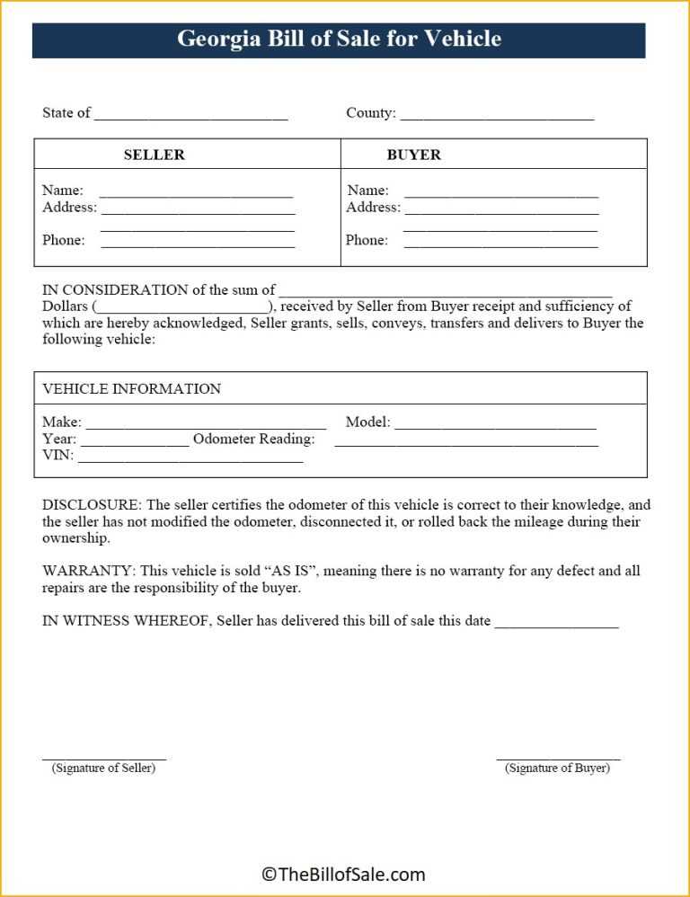 georgia bill of sale printable