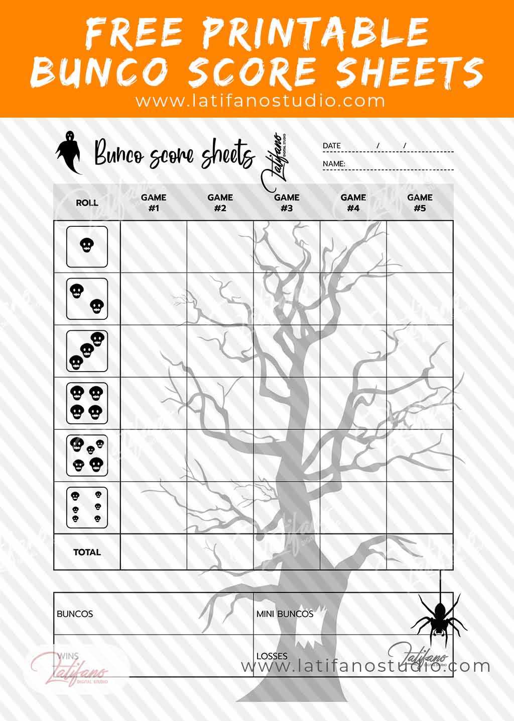 bunco score cards printable free
