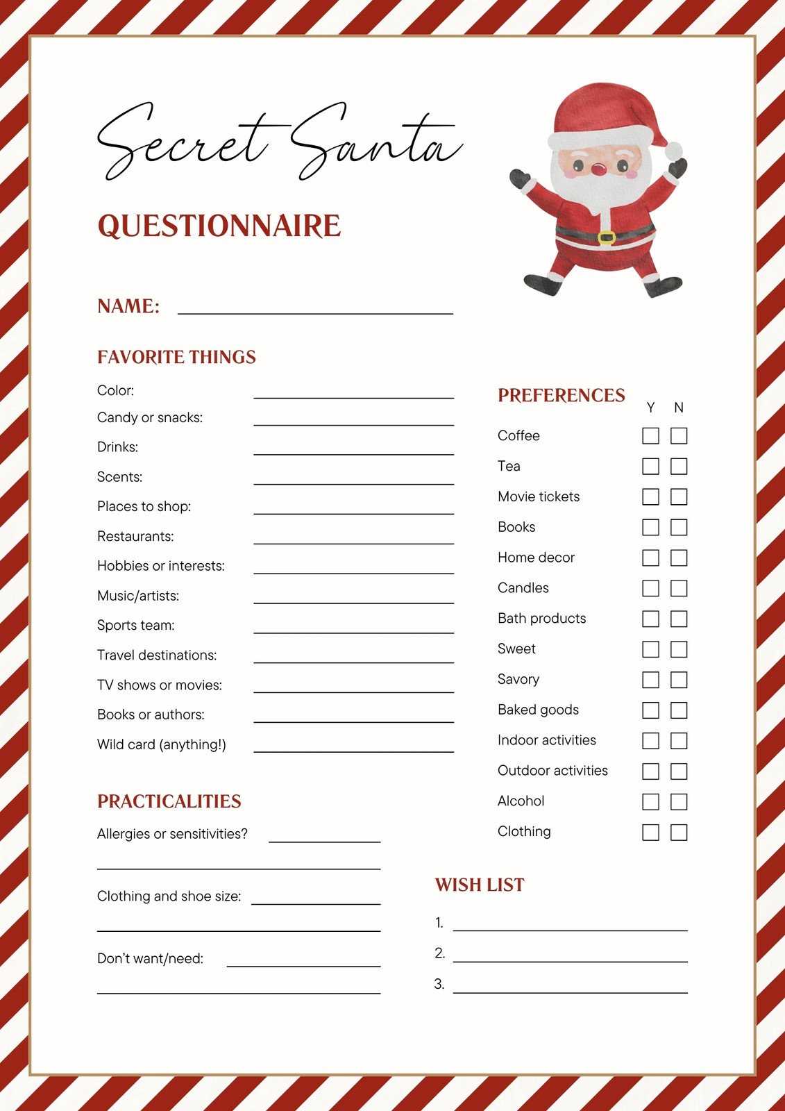 gift exchange questionnaire free printable gift exchange questionnaire free printable