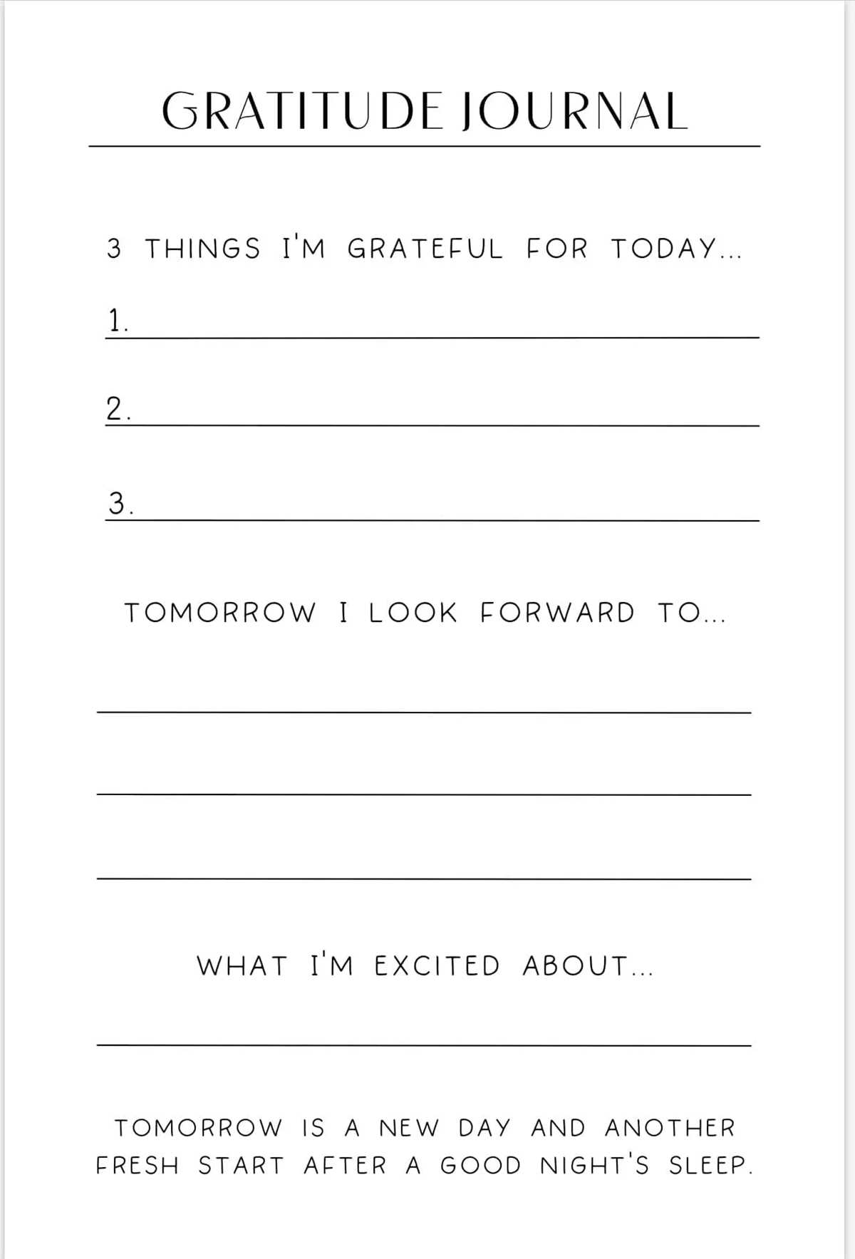 gratitude journal template printable