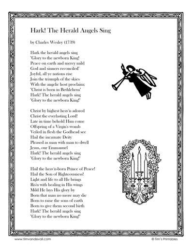 hark the herald angels sing printable lyrics hark the herald angels sing printable lyrics