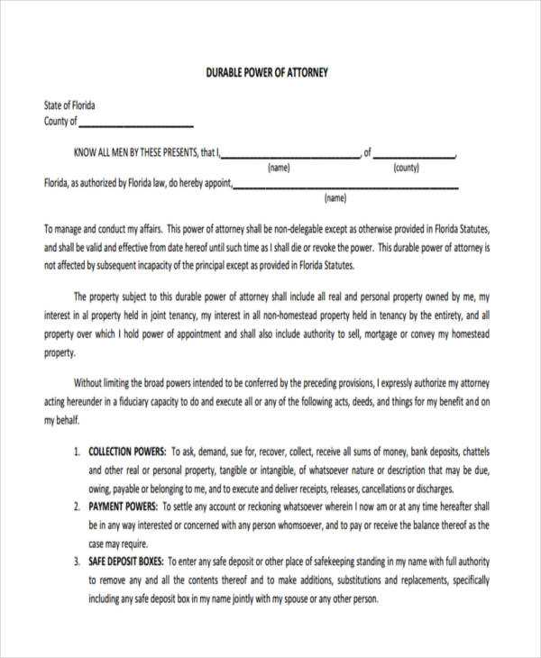 free printable power of attorney form florida free printable power of attorney form florida