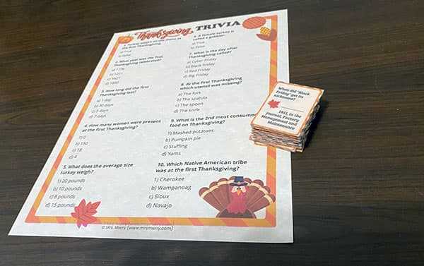thanksgiving trivia multiple choice printable