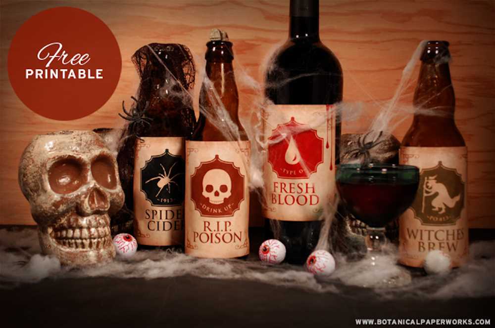 halloween labels for bottles printable free